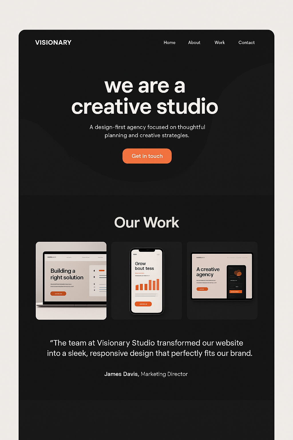 Preview of Visionary Studio Portfolio Platform